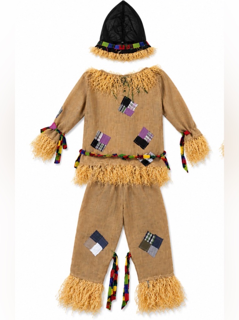 NWOT Vintage 2009 Deluxe Scarecrow Costume Adult Standard Burlap Fringe Hat